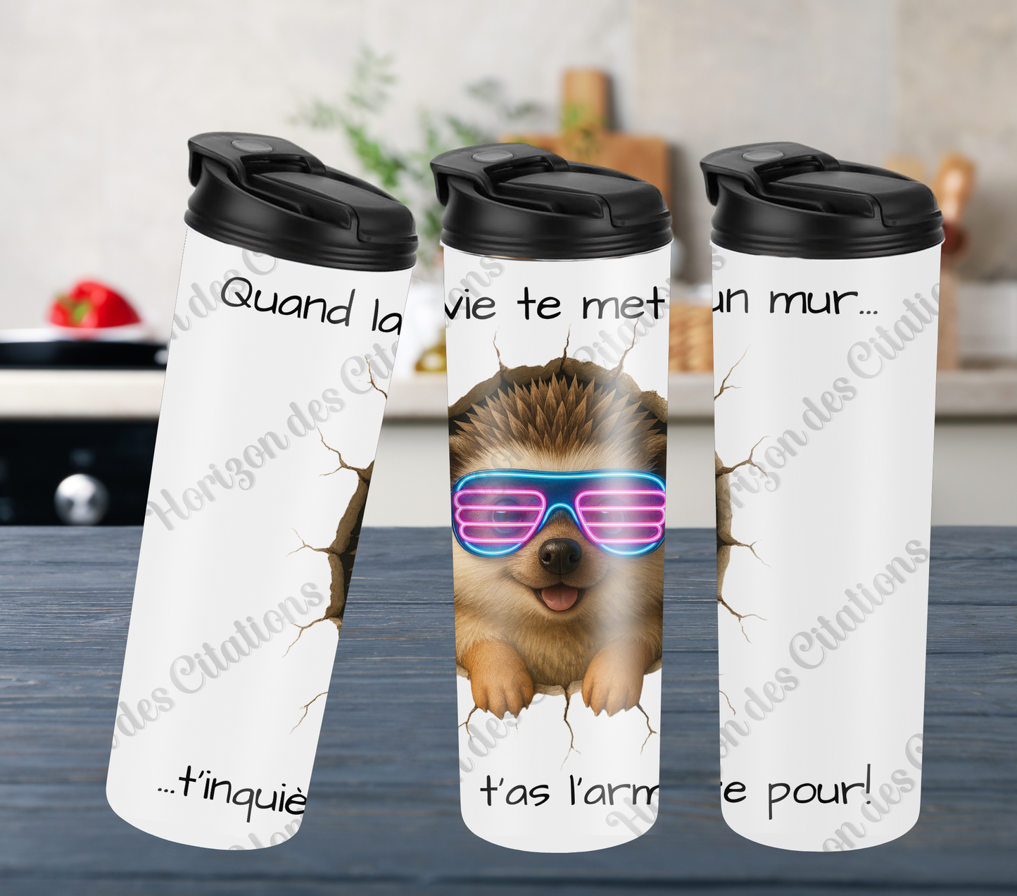 Tumbler 20oz - Quand la vie te met un mur ... t’inquiète, t’as l’armure pour!