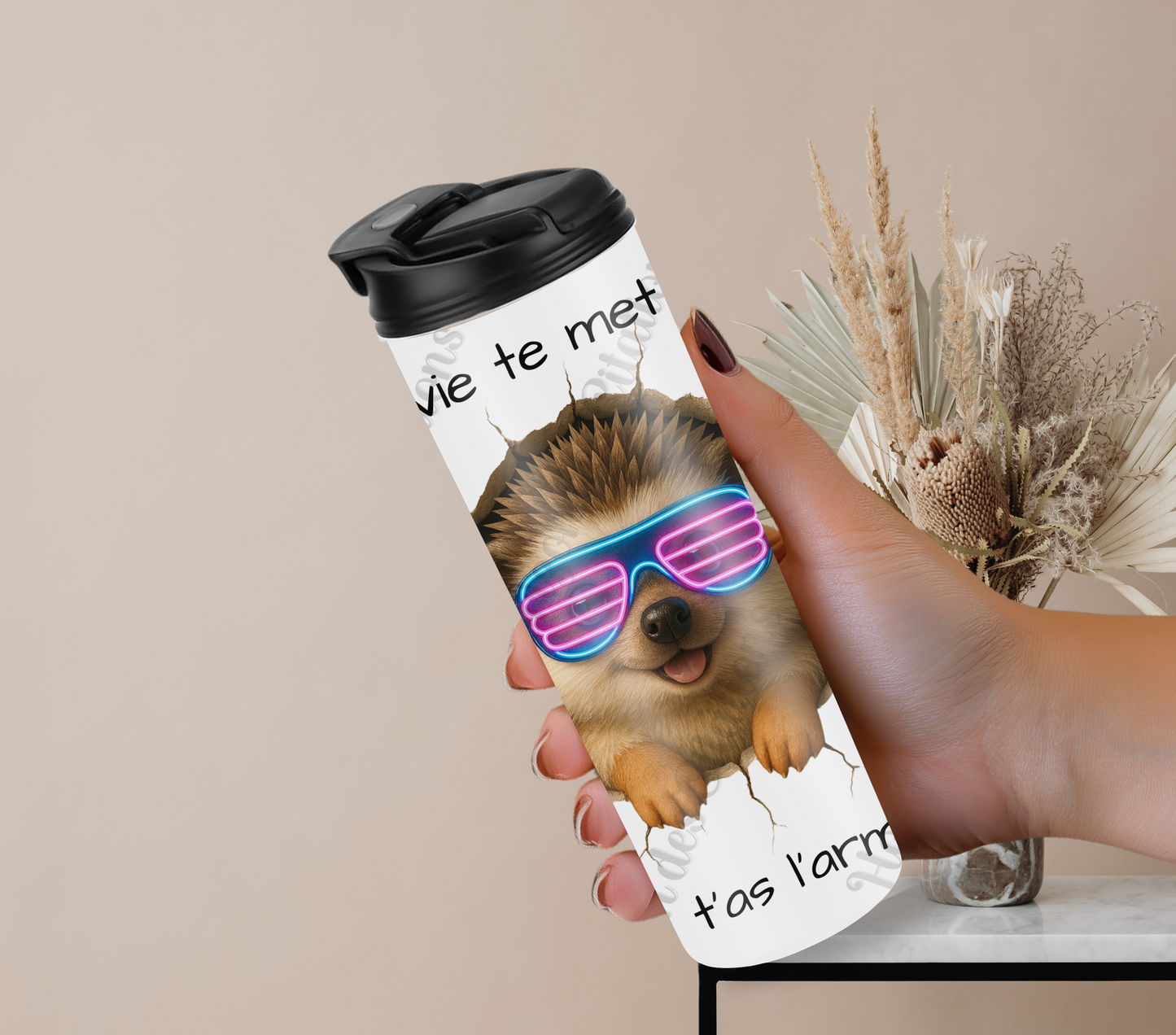 Tumbler 20oz - Quand la vie te met un mur ... t’inquiète, t’as l’armure pour!