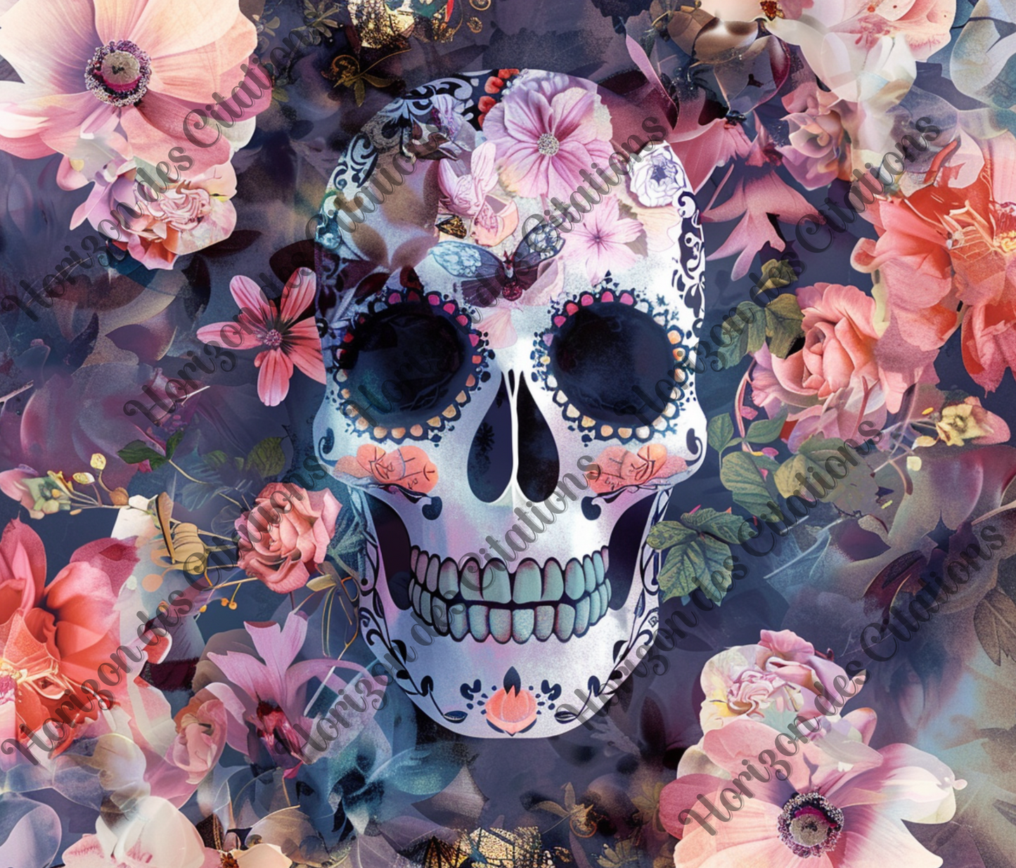 Tumbler 20oz - Halloween - Crâne floral