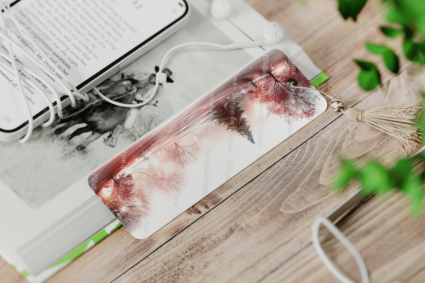 Ensemble de 4 signets en aluminium avec pompon - Noël - Brume Écarlate