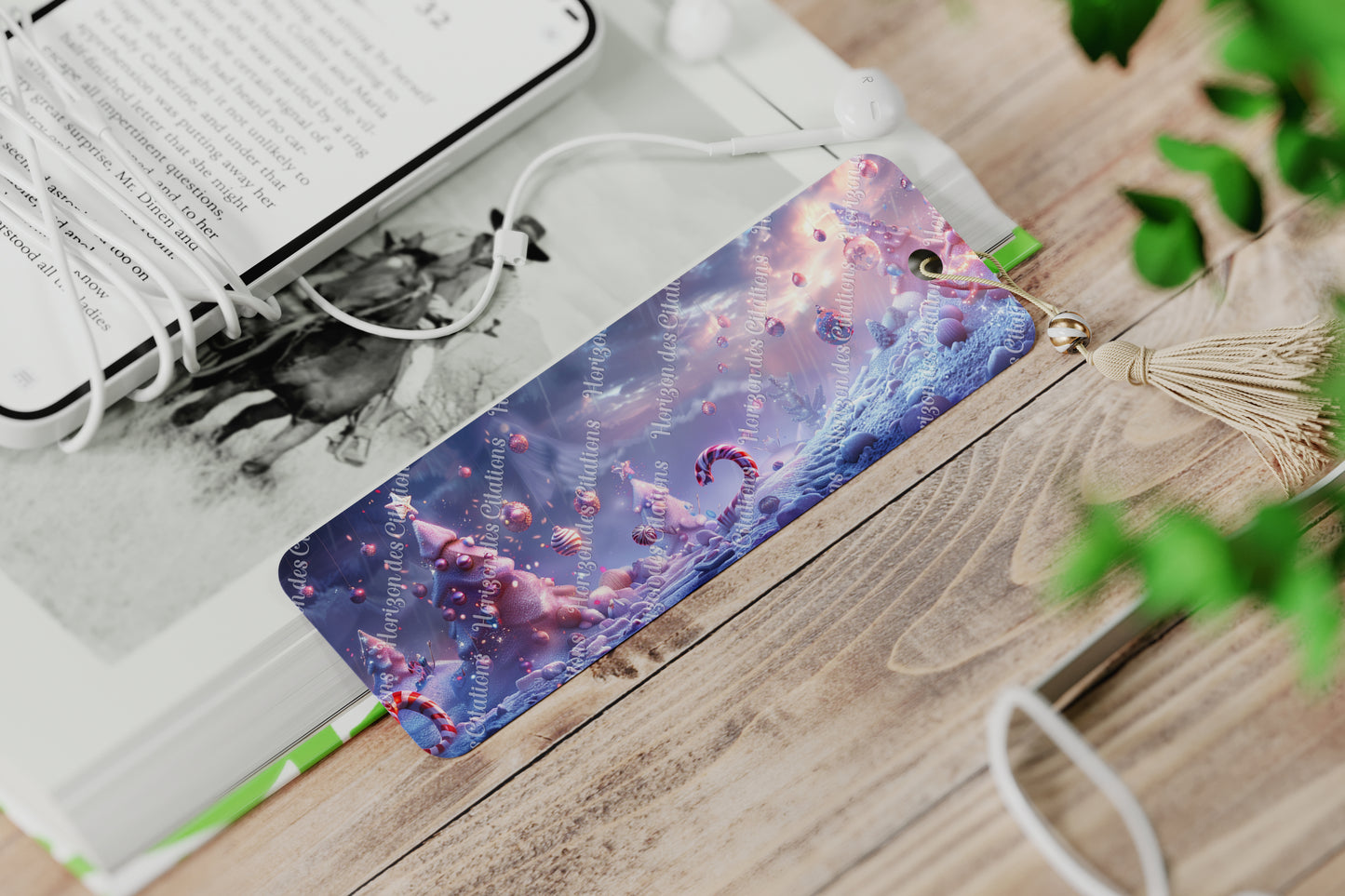 Ensemble de 4 signets en aluminium avec pompon - Noël - Pays des Friandises