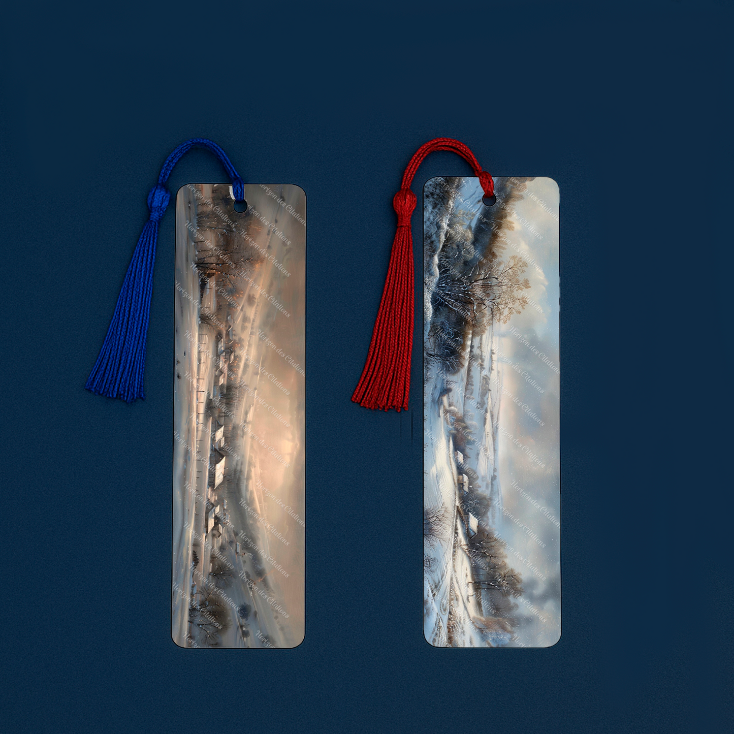 Ensemble de 4 signets en aluminium avec pompon - Sérénité Hivernale