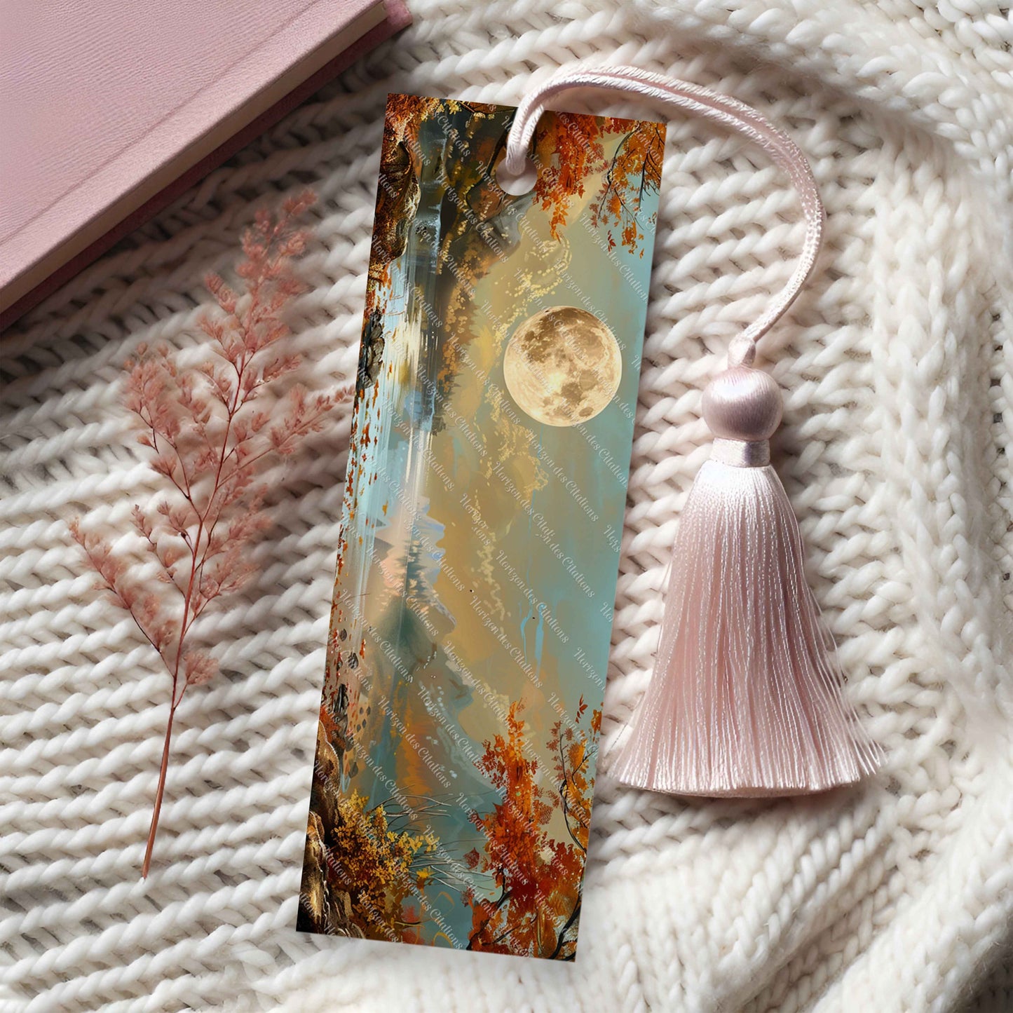 marque-pages en aluminium avec pompon - Automne - Lune d'Automne