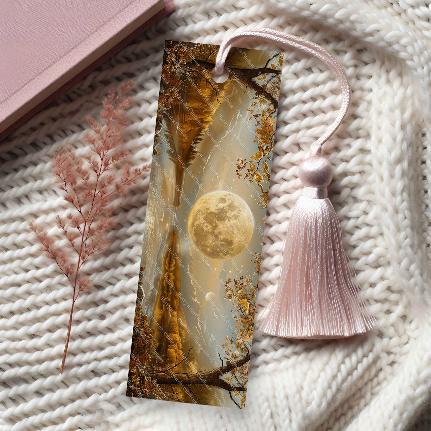 marque-pages en aluminium avec pompon - Automne - Lune d'Automne