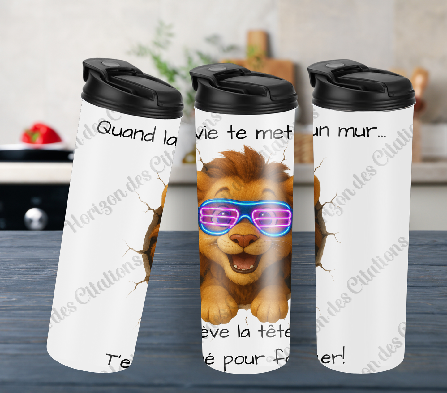 Tumbler 20oz - Quand la vie te met un mur ... lève la tête. T’es né pour foncer.