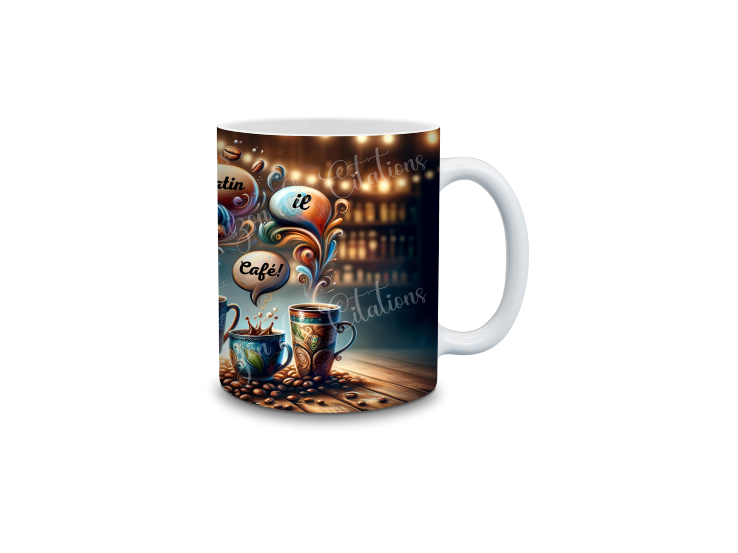 Tasse - 11oz - Humour - Le matin il faut me parler café