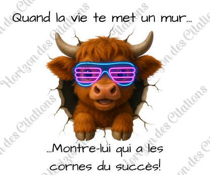 Tumbler 20oz - Quand la vie te met un mur ... Montre-lui qui a les cornes du succès!