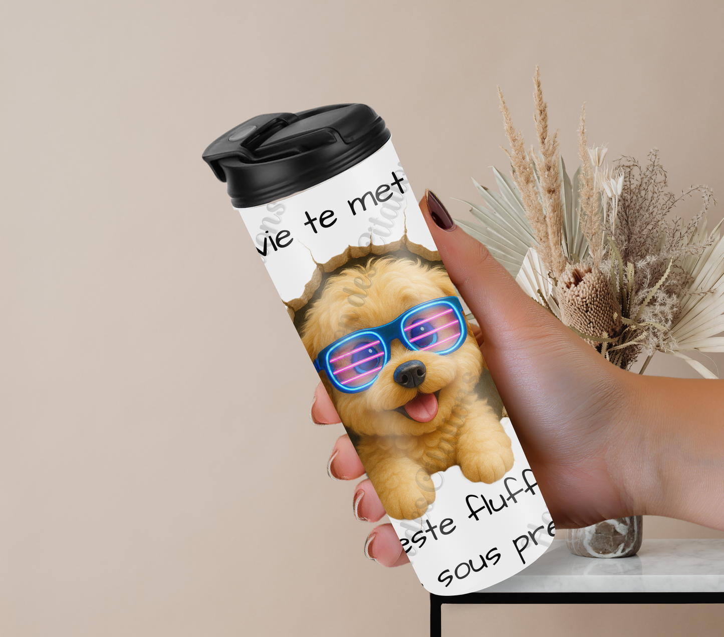 Tumbler 20oz - Quand la vie te met un mur ... reste fluffy, même sous pression.