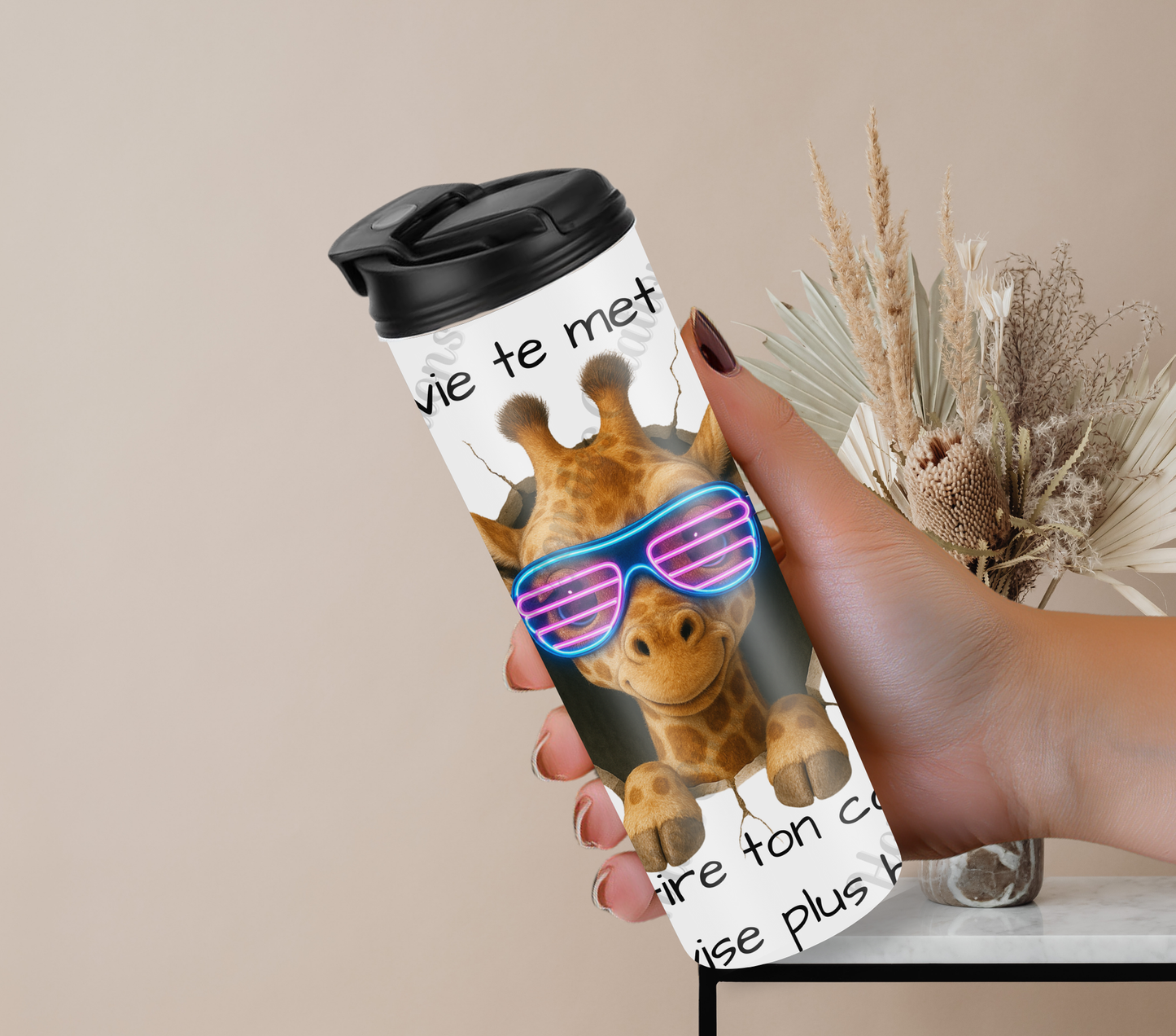 Tumbler 20oz - Quand la vie te met un mur ... étire ton cou et vise plus haut!