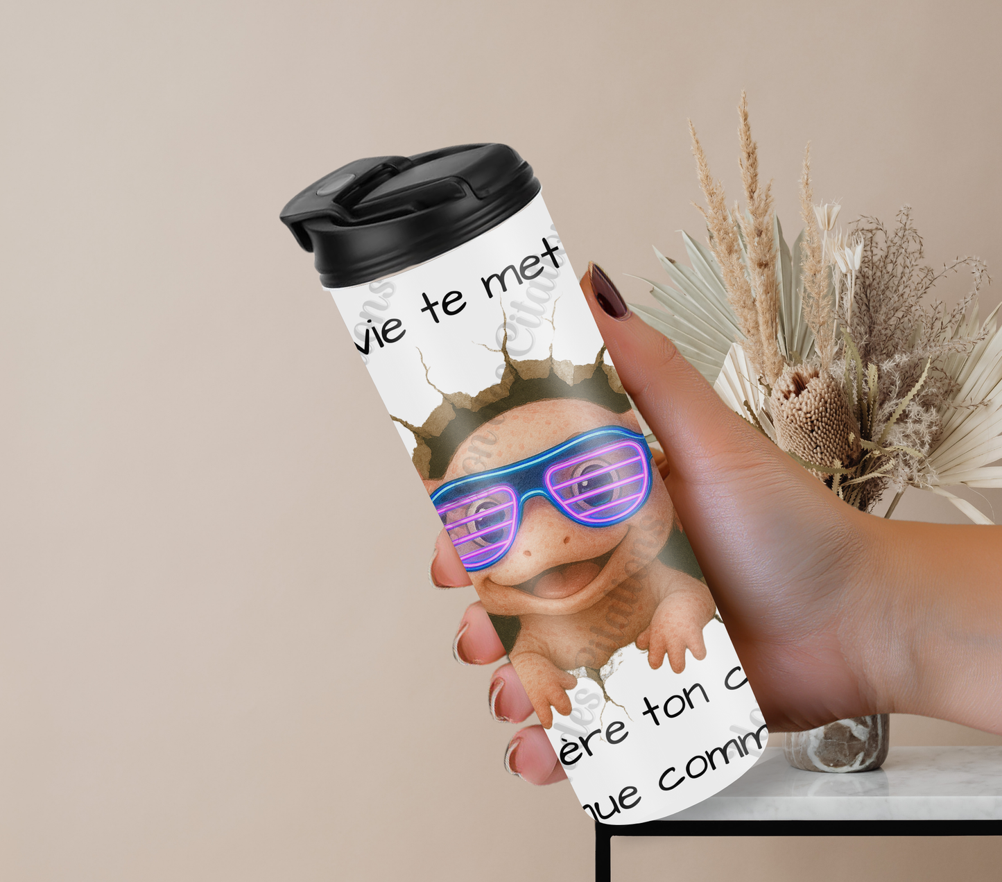 Tumbler 20oz - Quand la vie te met un mur ...   régénère ton calme