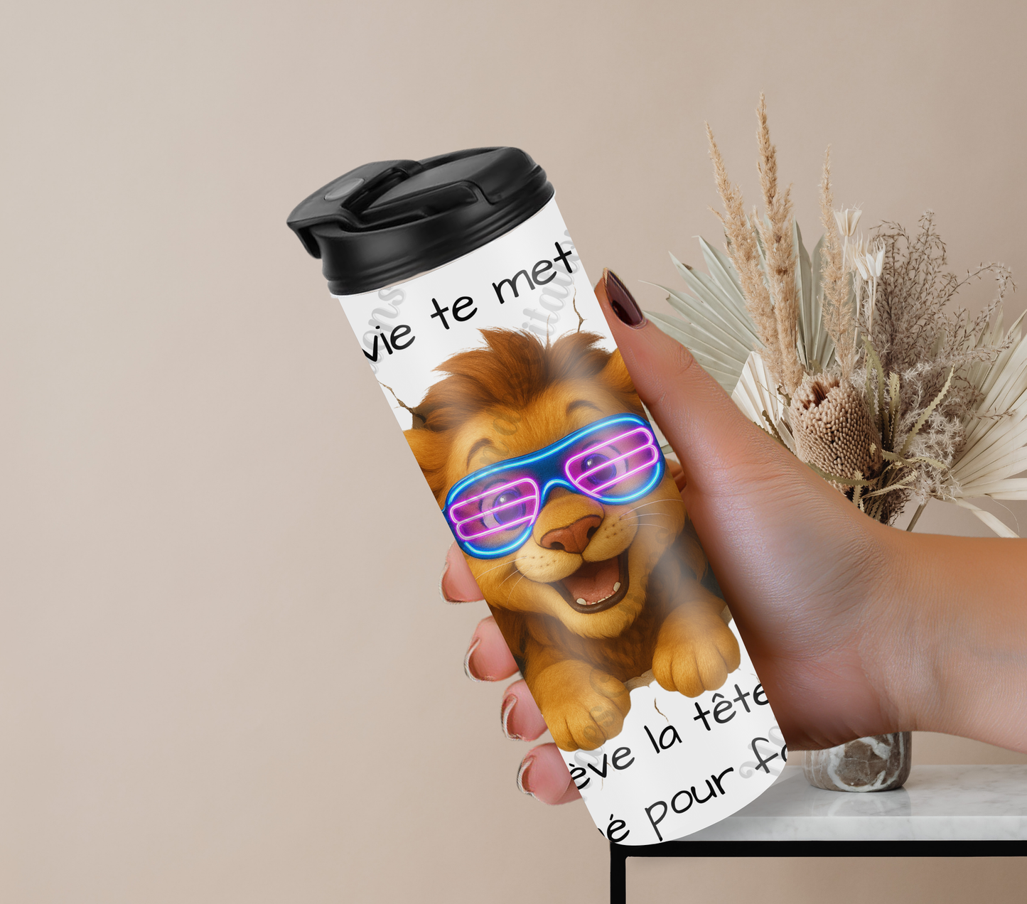 Tumbler 20oz - Quand la vie te met un mur ... lève la tête. T’es né pour foncer.