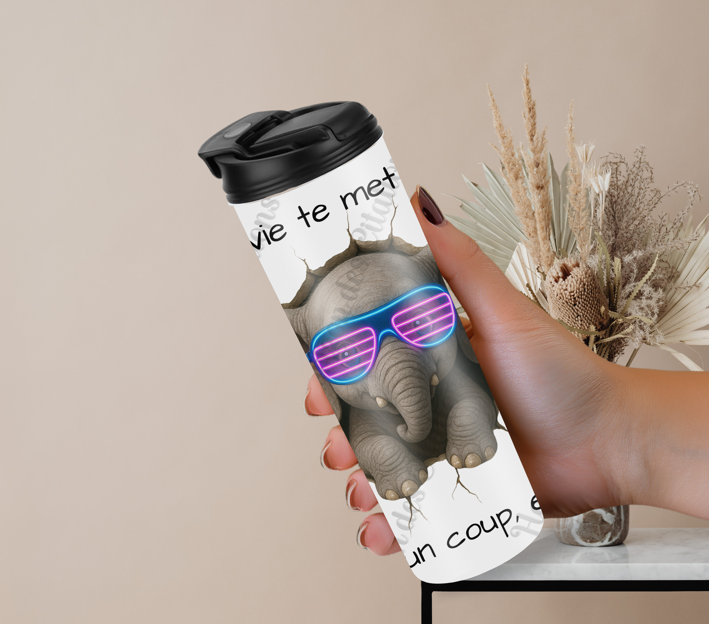 Tumbler 20oz - Quand la vie te met un mur ... souffle un coup, et avance!