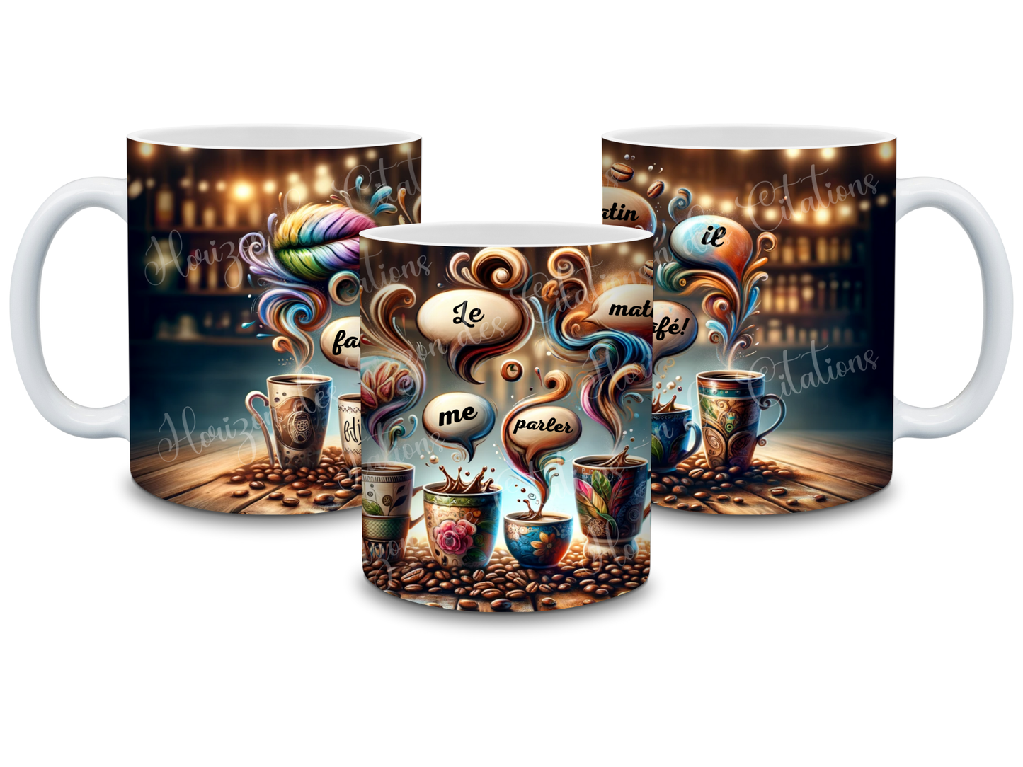 Tasse - 11oz - Humour - Le matin il faut me parler café