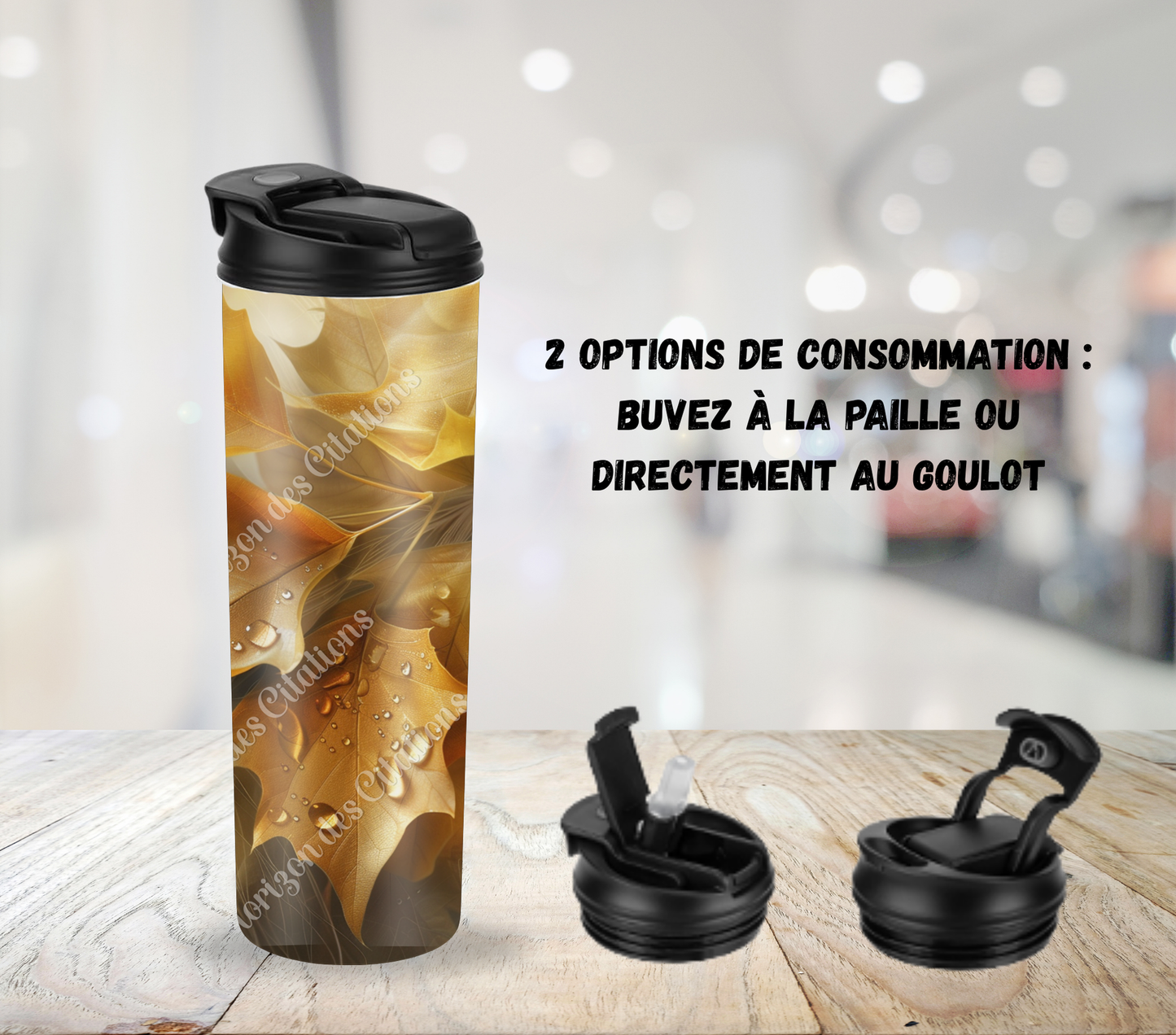 Tumbler 20oz - Automne - Feuilles Dorées