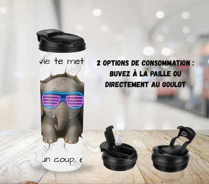 Tumbler 20oz - Quand la vie te met un mur ... souffle un coup, et avance!