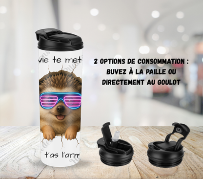 Tumbler 20oz - Quand la vie te met un mur ... t’inquiète, t’as l’armure pour!