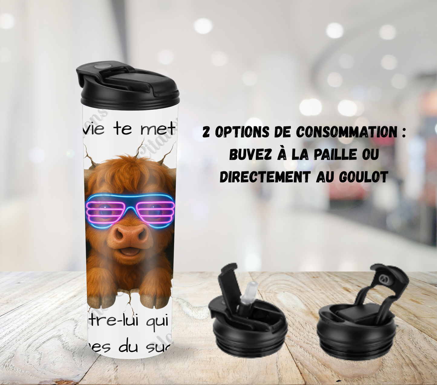 Tumbler 20oz - Quand la vie te met un mur ... Montre-lui qui a les cornes du succès!