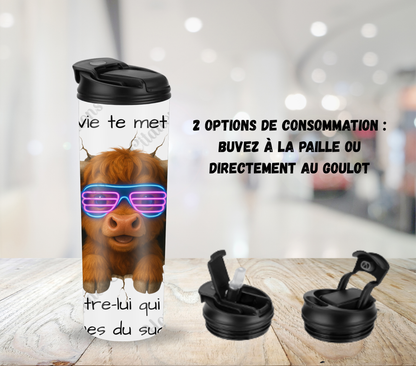 Tumbler 20oz - Quand la vie te met un mur ... Montre-lui qui a les cornes du succès!