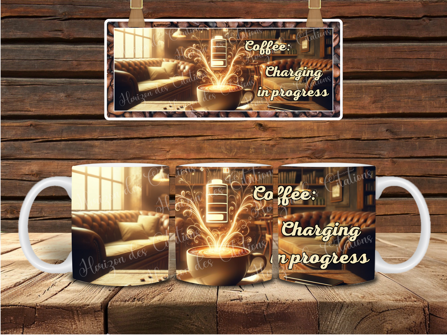 Tasse - 11oz - Humour - Café : Recharge en cours