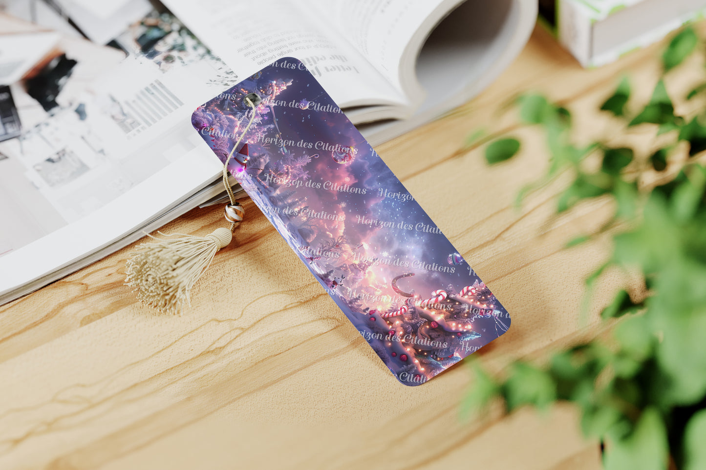 Ensemble de 4 signets en aluminium avec pompon - Noël - Pays des Friandises