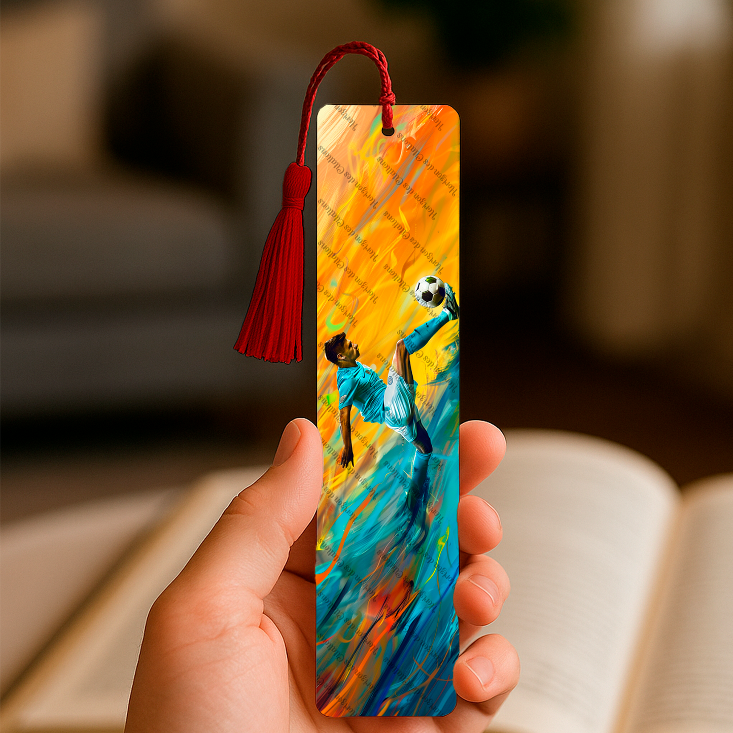 Signet en aluminium avec pompon - Soccer 01