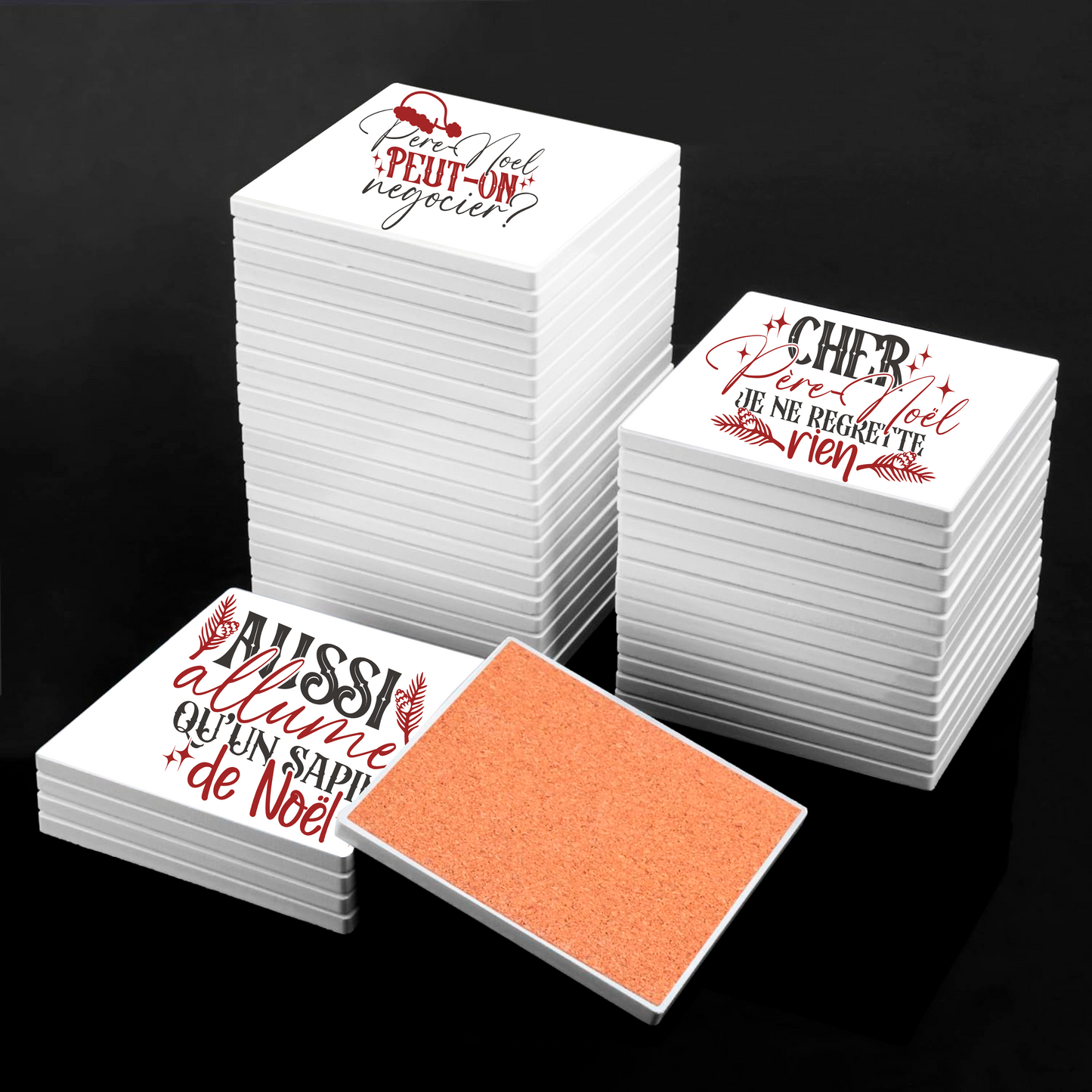 Sous Verre en céramique - Noël - Joyeux Sans Regrets