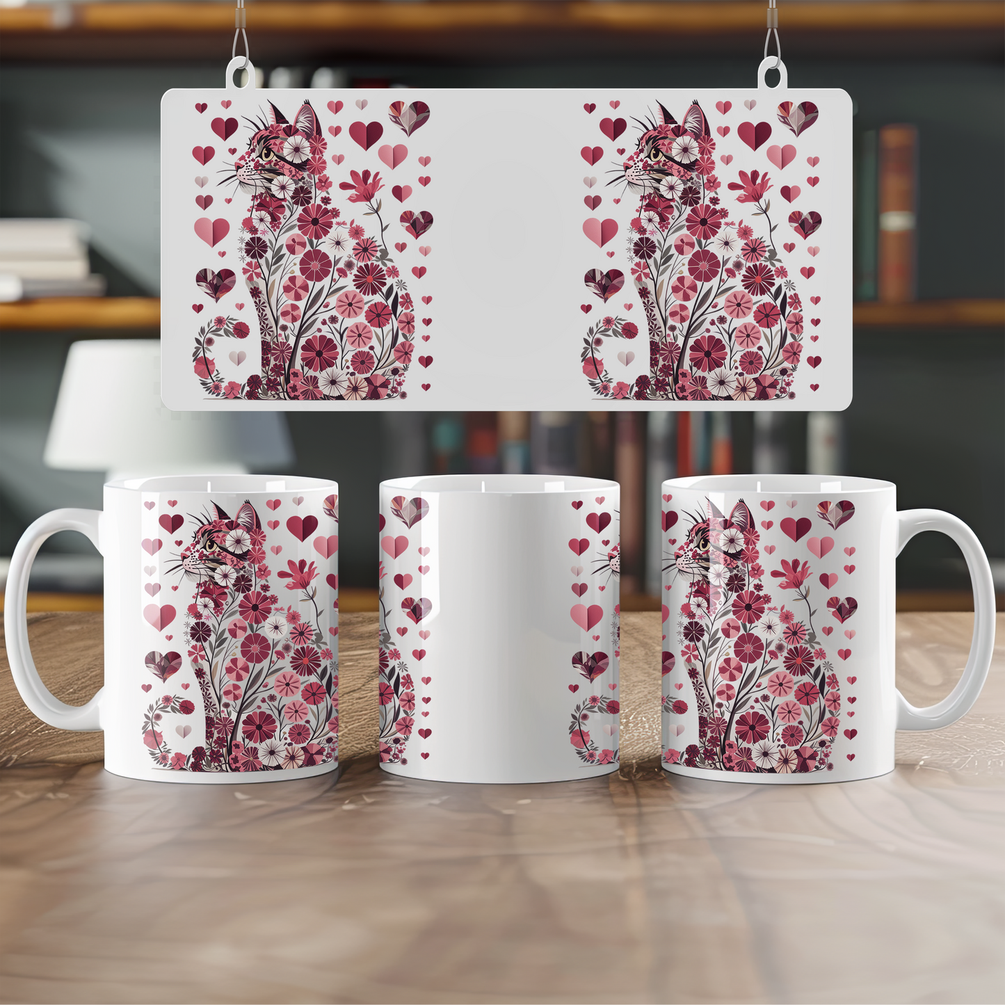Tasse 11oz - St-Valentin - Chat aux Fleurs d'Amour - Horizon des Citations
