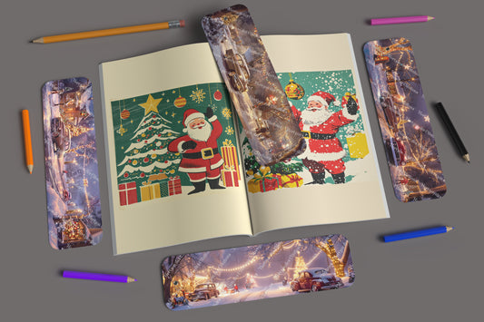 Ensemble de 4 signets en aluminium avec pompon - Noël - Noëls d'Antan