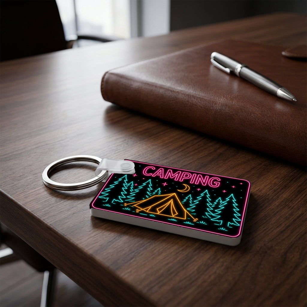 Porte-clés MDF - Camping Neon