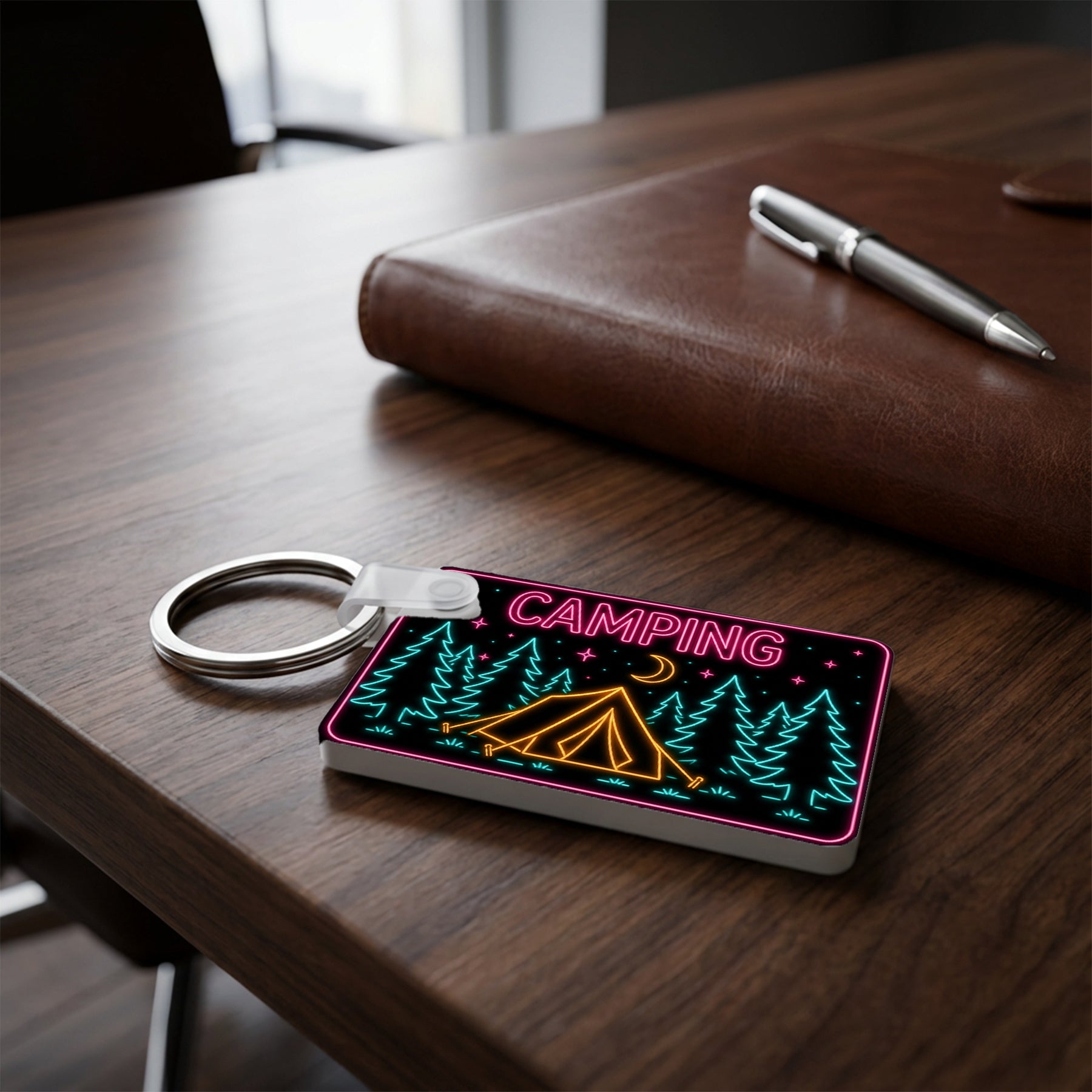 Porte-clés MDF - Camping Neon