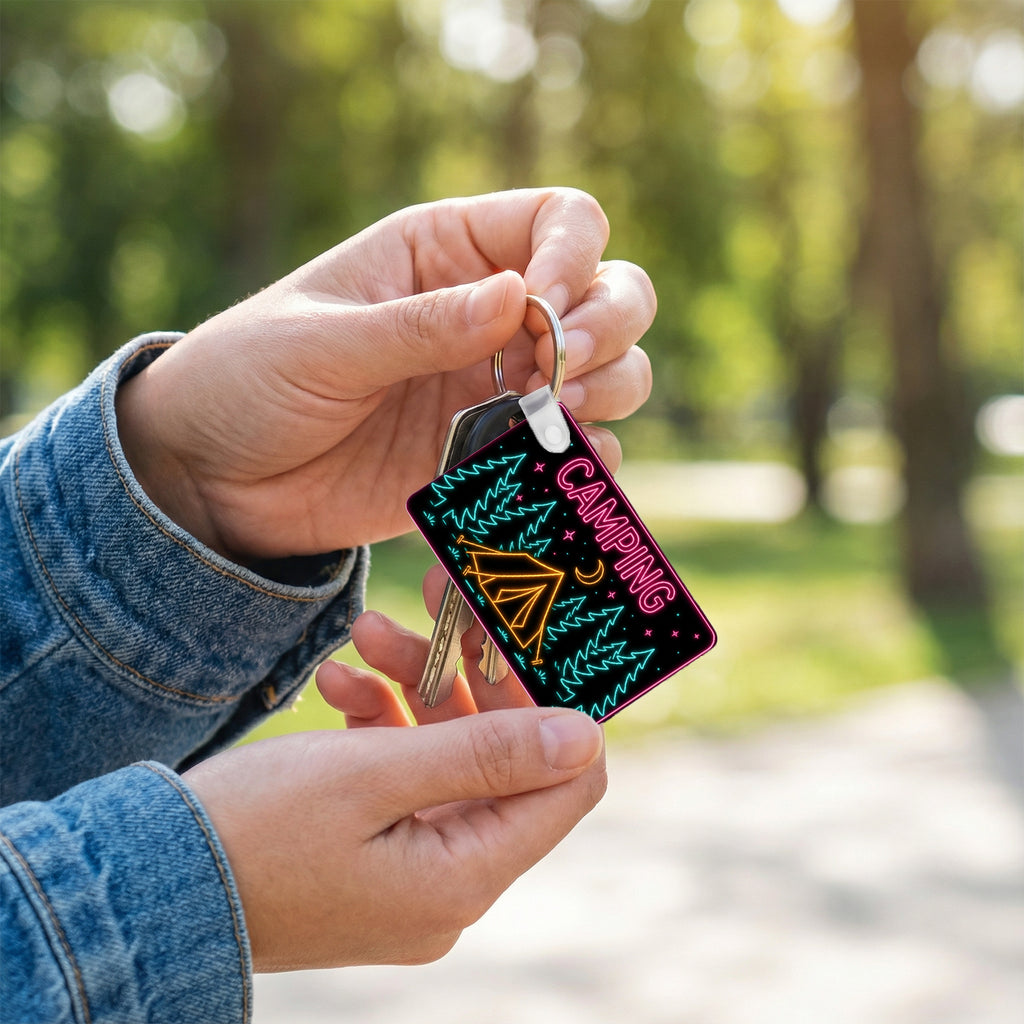 Porte-clés MDF - Camping Neon