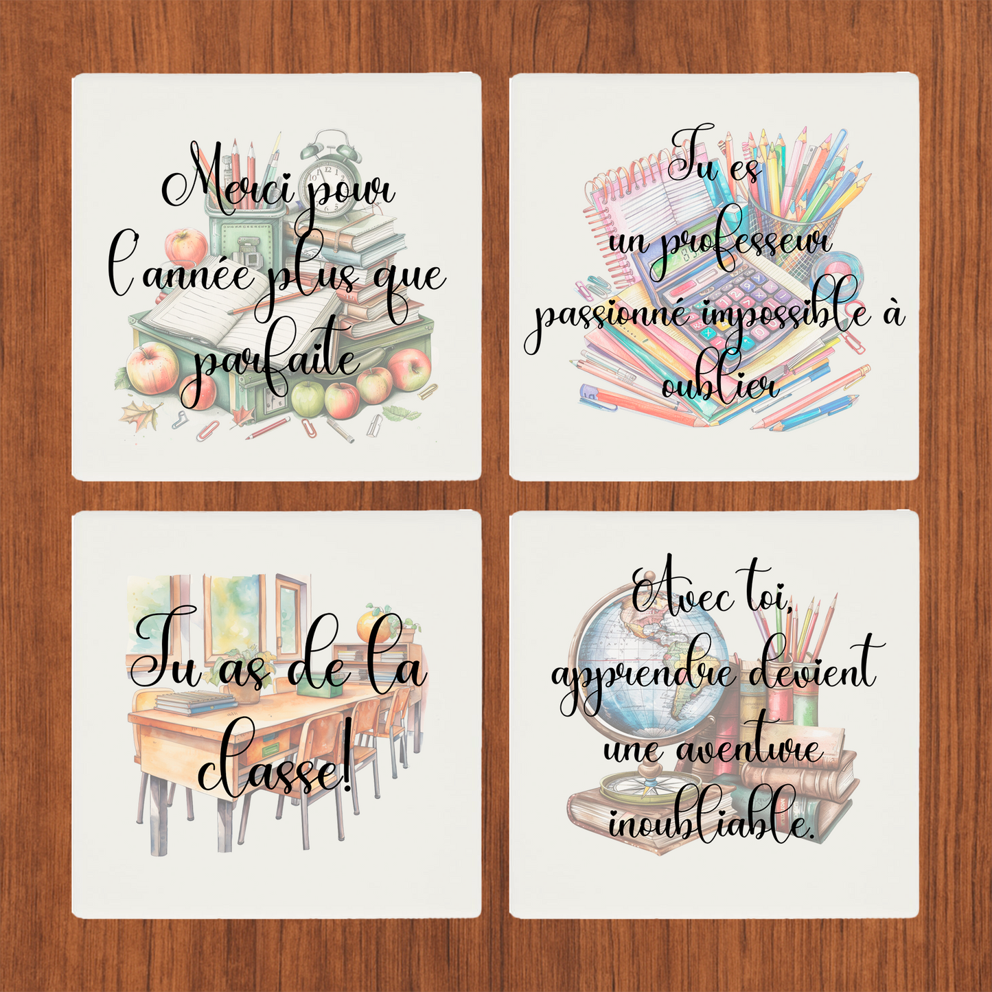 Sous Verre en céramique Professeur Ensemble #1