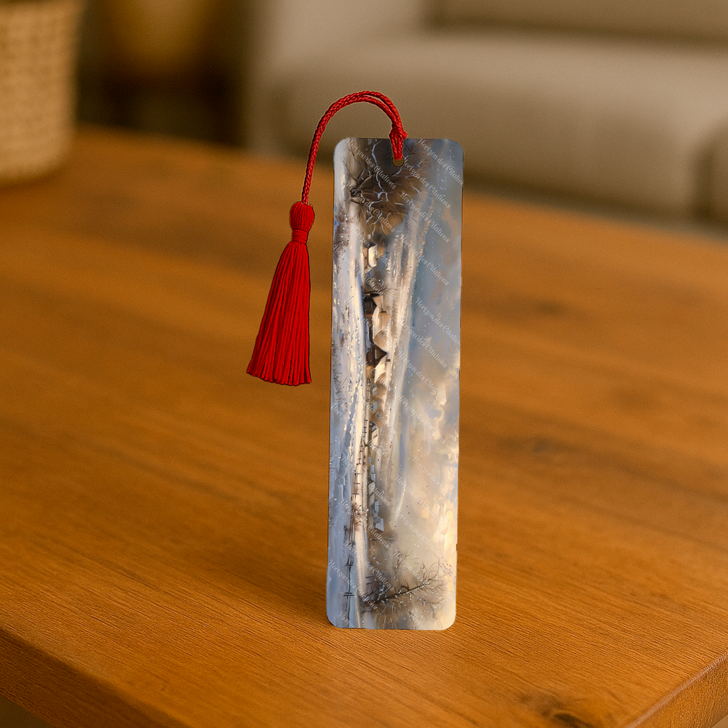 Ensemble de 4 signets en aluminium avec pompon - Sérénité Hivernale