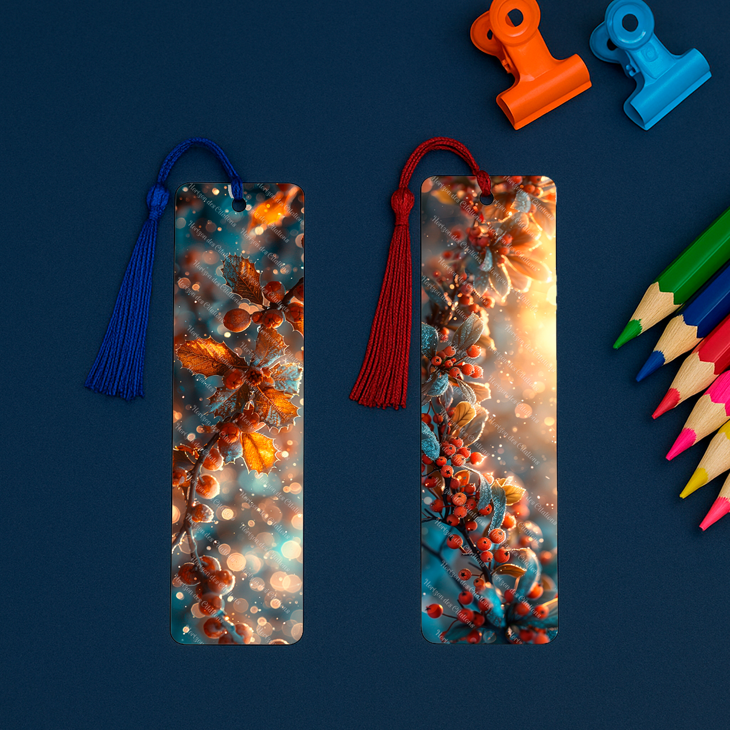 Ensemble de 4 signets en aluminium avec pompon - Éclats de Saison