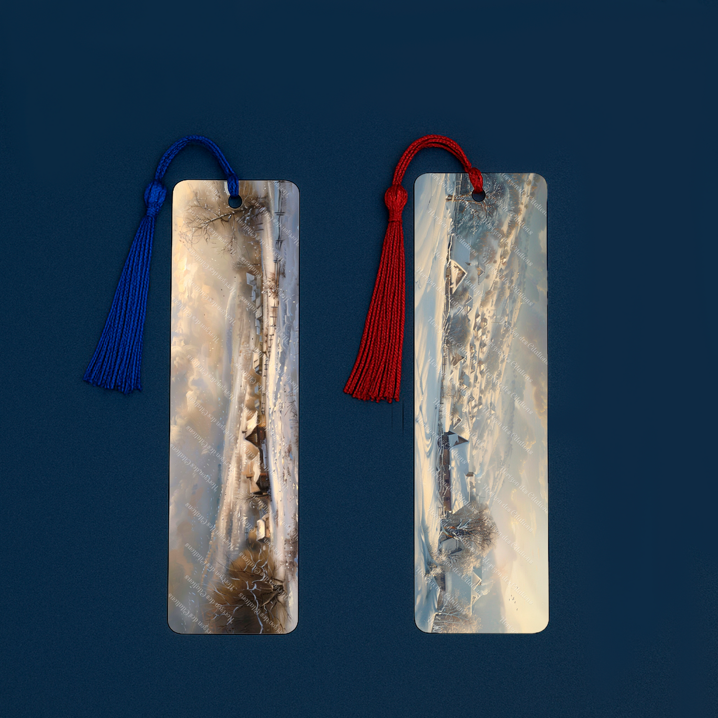 Ensemble de 4 signets en aluminium avec pompon - Sérénité Hivernale