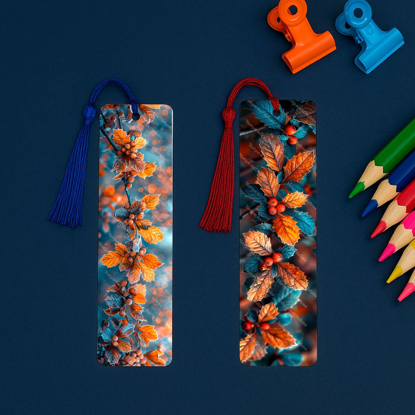 Ensemble de 4 signets en aluminium avec pompon - Éclats de Saison