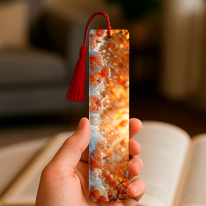 Ensemble de 4 signets en aluminium avec pompon - Éclats d’Automne