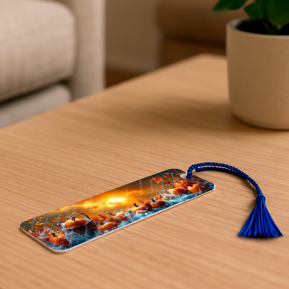 Ensemble de 4 signets en aluminium avec pompon - Éclats d’Automne