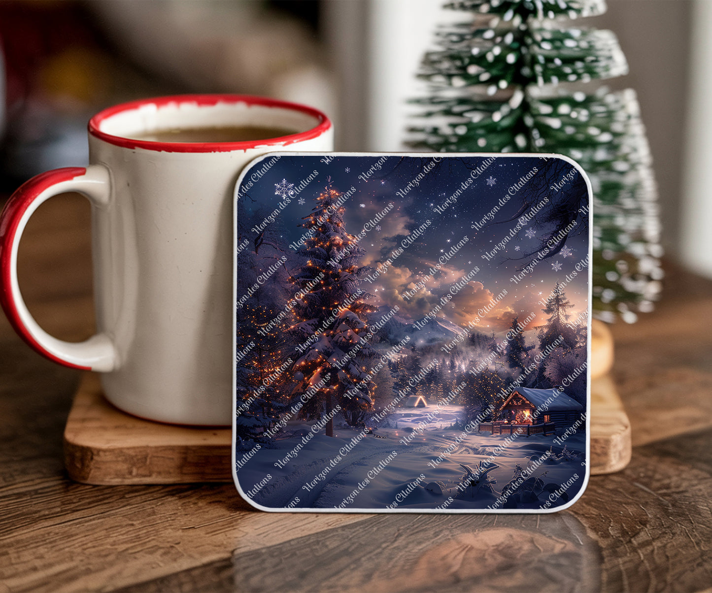 Sous Verre en céramique - Noël - Féerie d'Hiver