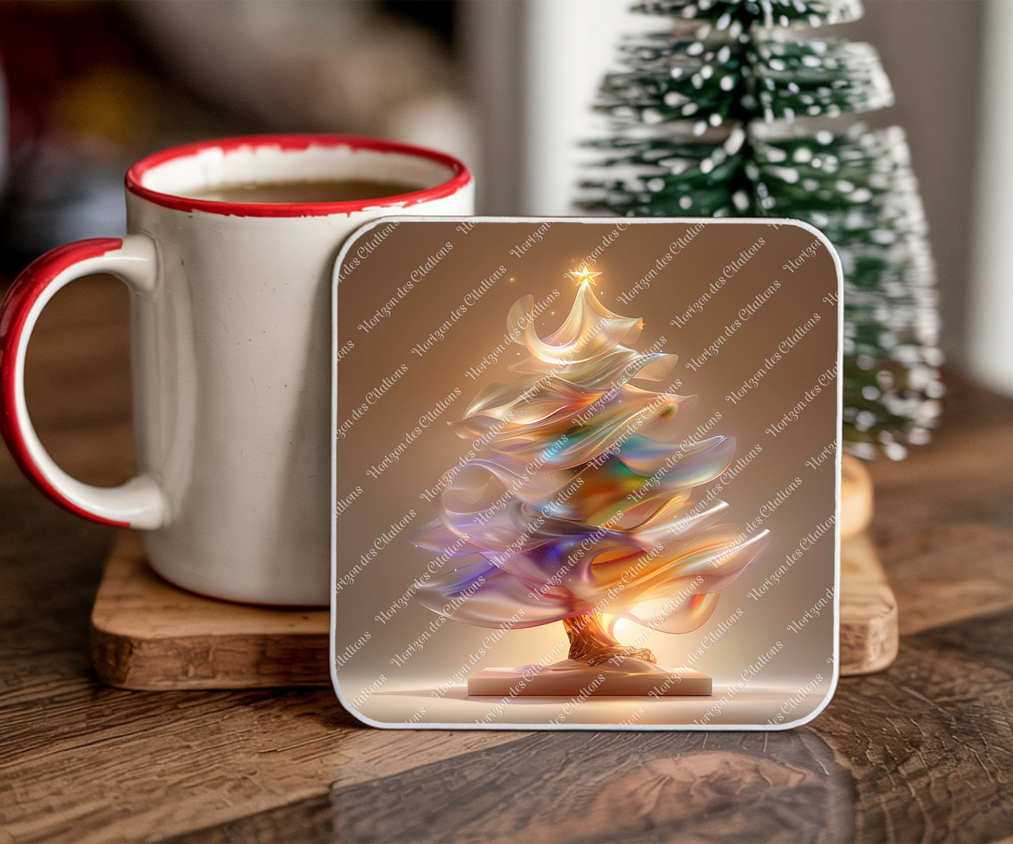 Sous Verre en céramique - Noël - Arbres de Lumière