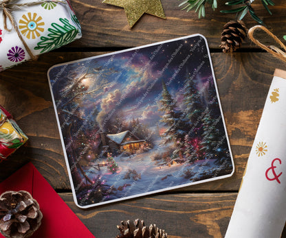 Sous Verre en céramique - Noël - Féerie d'Hiver