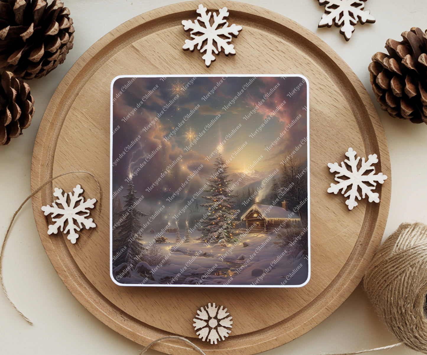 Sous Verre en céramique - Noël - Féerie d'Hiver