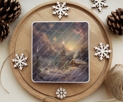 Sous Verre en céramique - Noël - Féerie d'Hiver