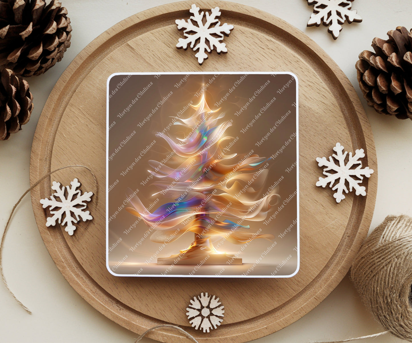 Sous Verre en céramique - Noël - Arbres de Lumière