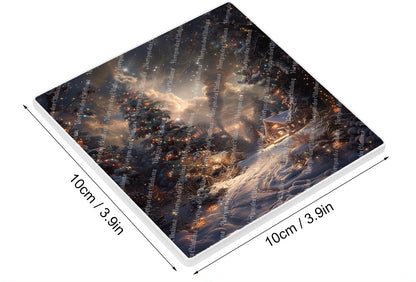 Sous Verre en céramique - Noël - Féerie d'Hiver