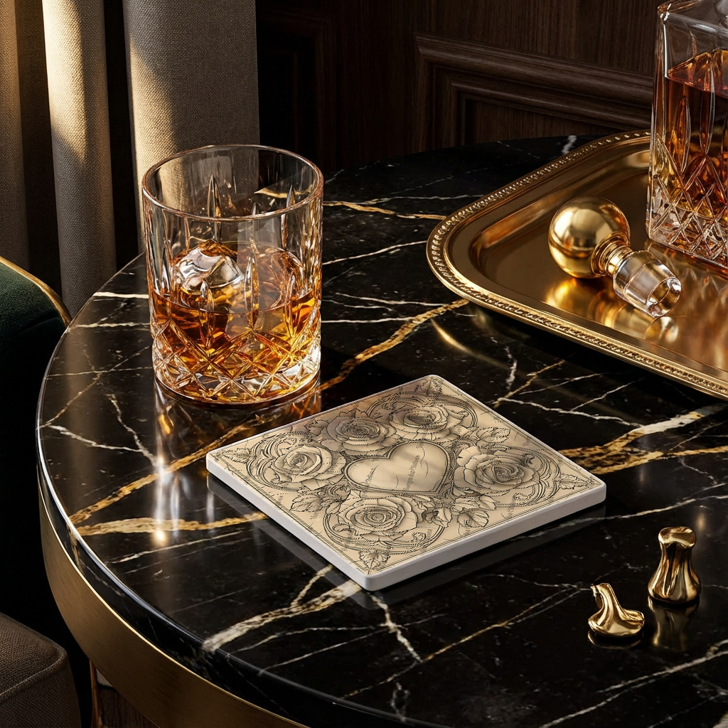 Ens. Sous verre céramique - Élégance en coeur