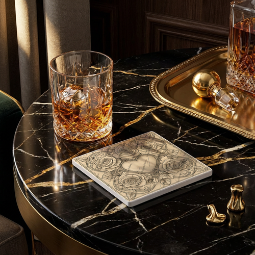 Ens. Sous verre céramique - Élégance en coeur