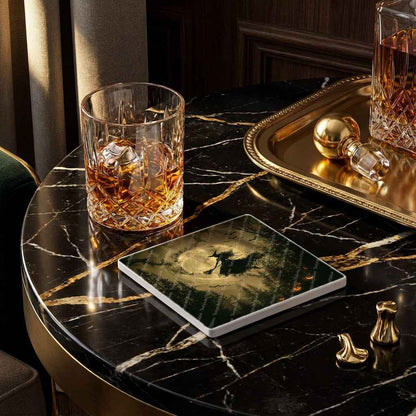 Dessous de verre en céramique 10x10 ens. de 4 - Halloween - Vol de la Sorcière