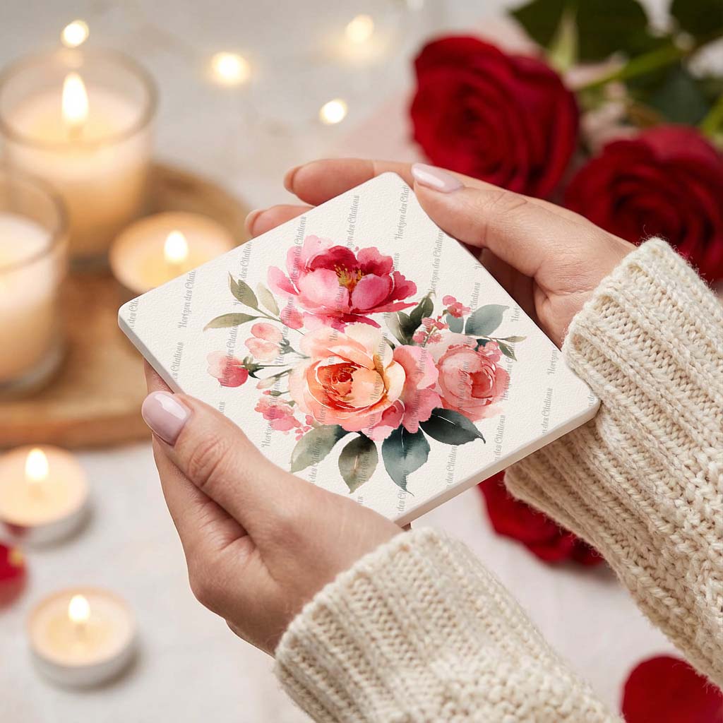 Ens. Sous verre céramique - Bouquet de Roses