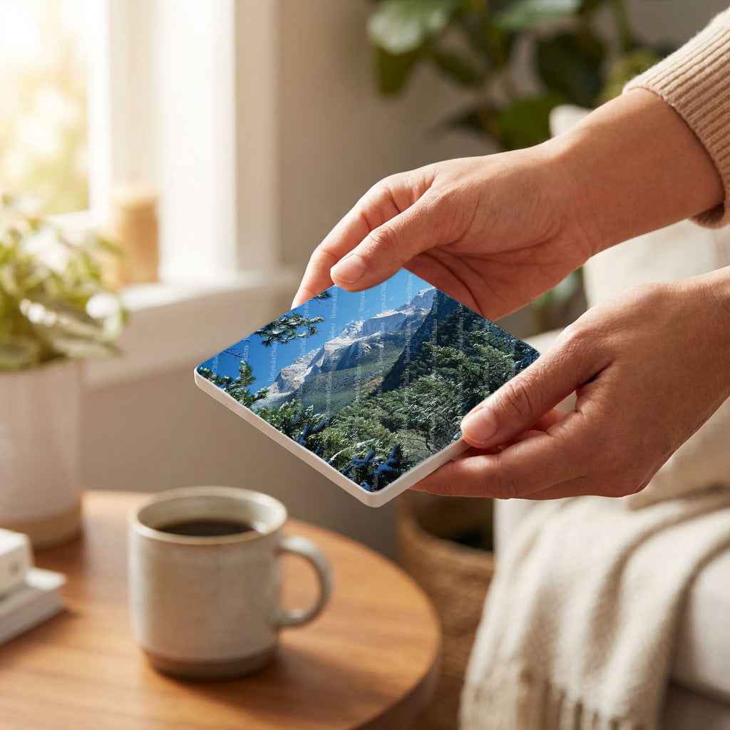 Dessous de verre en céramique 10x10 ens. de 4 - Hiver - Sommets Majestueux